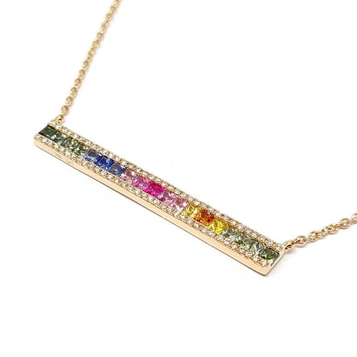 Collier Collier barrette en or rose 18 carats saphirs multicolores et diamants 58 Facettes BVP-COL-0066
