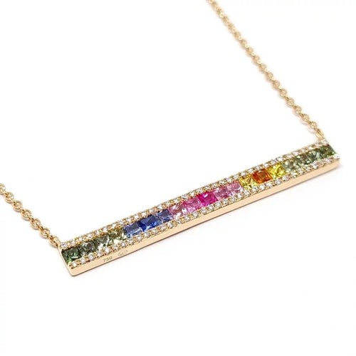 Collier Collier barrette en or rose 18 carats saphirs multicolores et diamants 58 Facettes BVP-COL-0066
