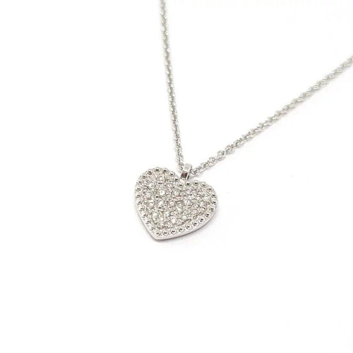 Collier Collier cœur pavé de diamants en or blanc 18 carats 58 Facettes BVP-COL-0073