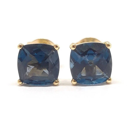 Boucles d'oreilles Boucles d’oreilles en or jaune 18 carats et topazes London Blue 58 Facettes BVP-BDO-0078