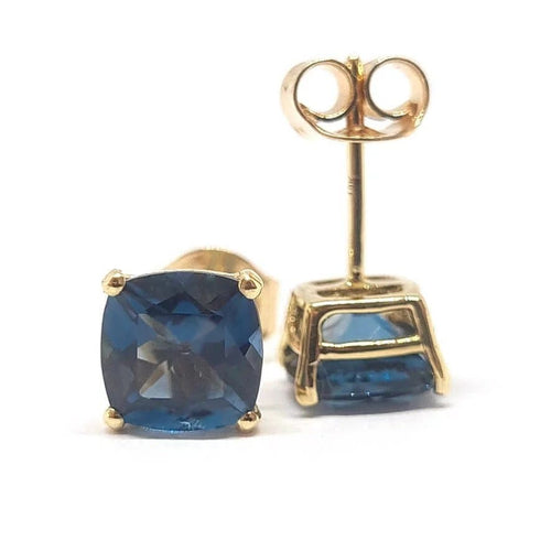 Boucles d'oreilles Boucles d’oreilles en or jaune 18 carats et topazes London Blue 58 Facettes BVP-BDO-0078