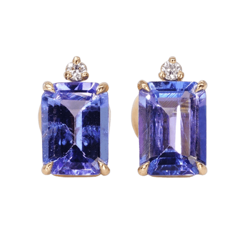 Royal Twilight - Boucles d'oreilles en or jaune 585, tanzanites et diamants