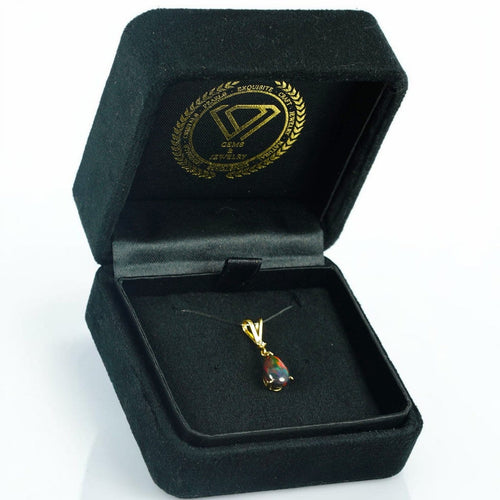 Pendentif en or jaune 14 ct avec opale noire et diamant 58 Facettes P0012