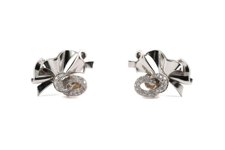 Art déco - Boucles d'oreilles en or blanc et diamants 8/8 58 Facettes 23028