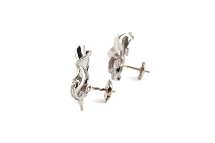 Art déco - Boucles d'oreilles en or blanc et diamants 8/8 58 Facettes 23028