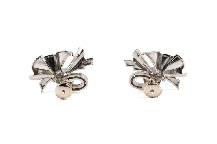 Art déco - Boucles d'oreilles en or blanc et diamants 8/8 58 Facettes 23028