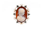 Art Nouveau - Broche en or jaune, camée agate, diamants et perles 58 Facettes 23989