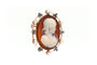 Art Nouveau - Broche en or jaune, camée agate, diamants et perles 58 Facettes 23989