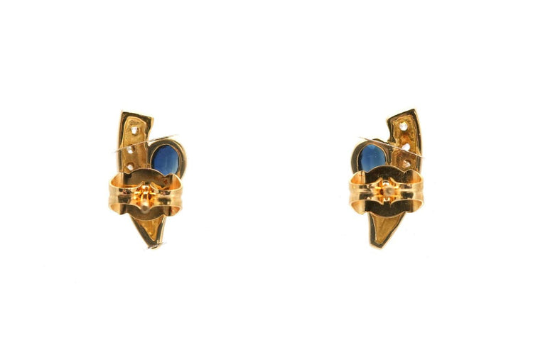 Boucles d'oreilles contemporaines en or jaune, saphirs et diamants 58 Facettes B914