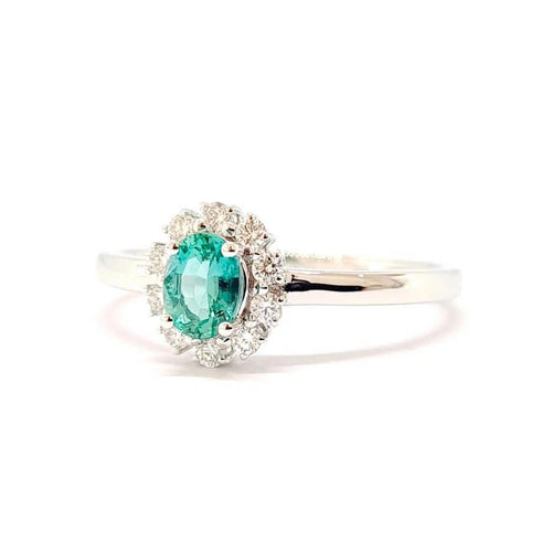 Bague 54 Bague en or blanc 18 carats, émeraude et diamants 58 Facettes BVP-BAG-0098
