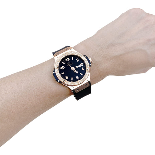 Montre Hublot Big Bang Original Gold Diamonds - Montre en or rose, titane et diamants 58 Facettes 35838