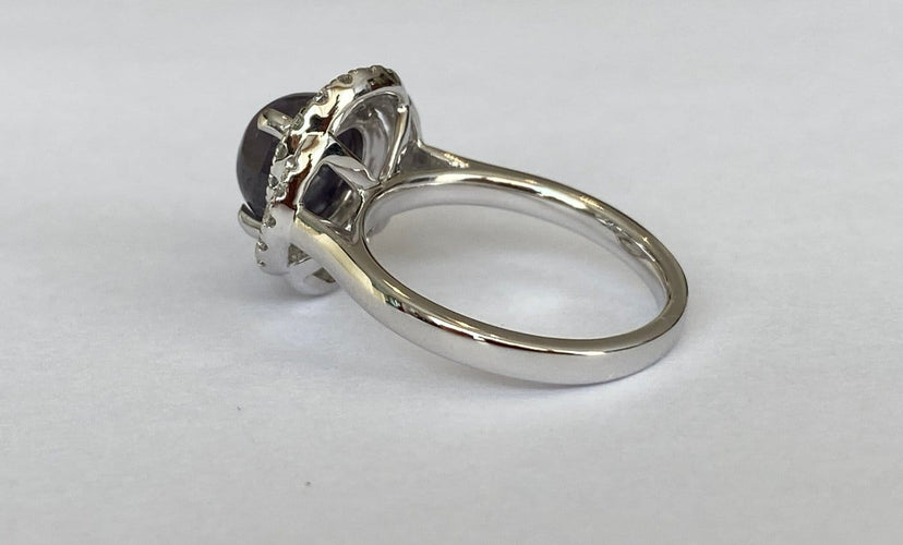51 Bague en or blanc avec alexandrite ALGT 3,32 ct et diamants 58 Facettes ring