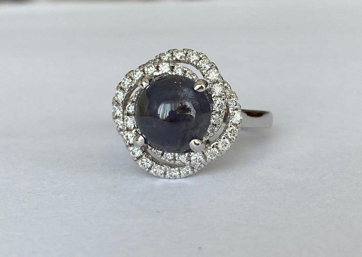 51 Bague en or blanc avec alexandrite ALGT 3,32 ct et diamants 58 Facettes ring