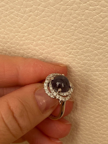 51 Bague en or blanc avec alexandrite ALGT 3,32 ct et diamants 58 Facettes ring