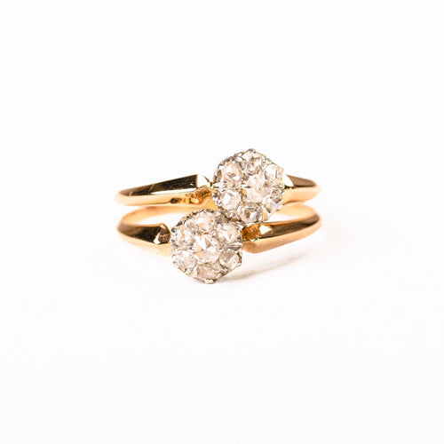 54 Toi & Moi - Bague marguerites en or rose et diamants 58 Facettes LMB-390