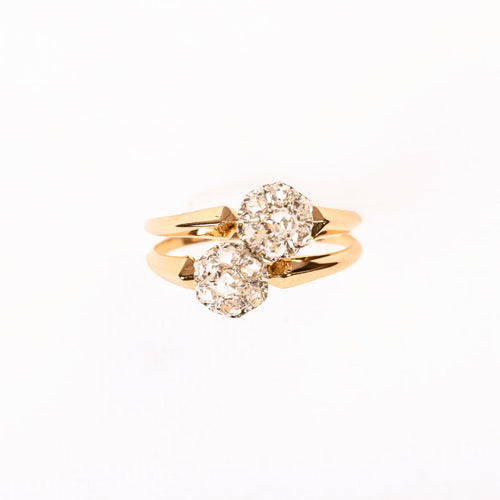 54 Toi & Moi - Bague marguerites en or rose et diamants 58 Facettes LMB-390