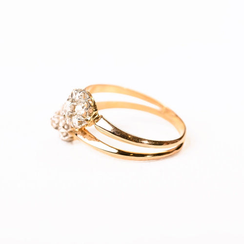 54 Toi & Moi - Bague marguerites en or rose et diamants 58 Facettes LMB-390