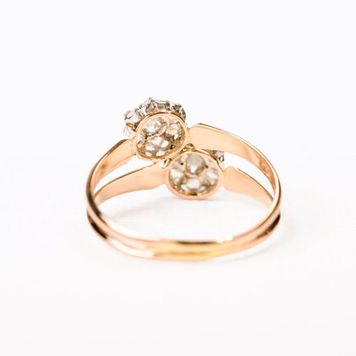 54 Toi & Moi - Bague marguerites en or rose et diamants 58 Facettes LMB-390