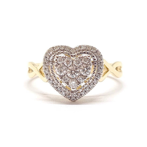 Bague 54 Bague cœur en or jaune 18 carats et diamants 58 Facettes BVP-BAG-0102