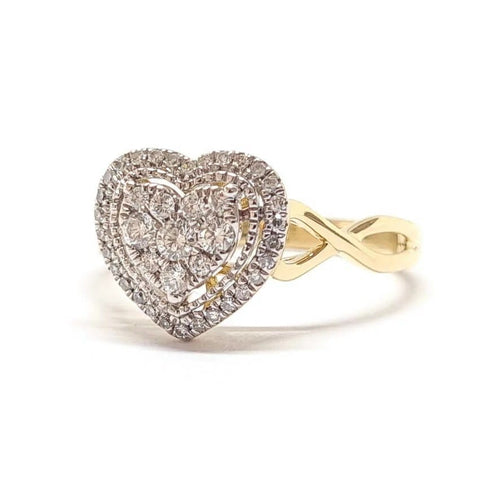 Bague 54 Bague cœur en or jaune 18 carats et diamants 58 Facettes BVP-BAG-0102