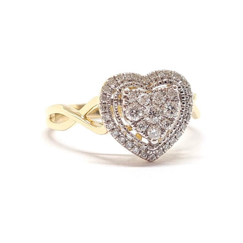 Bague 54 Bague cœur en or jaune 18 carats et diamants 58 Facettes BVP-BAG-0102