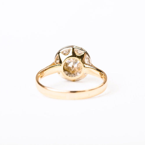 55.5 Bague ancienne - Bague entourage en or jaune, platine et diamants 58 Facettes LMB-291