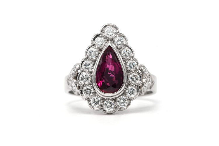 58 Bague contemporaine en or blanc 18 carats, diamants et tourmaline 58 Facettes 23580