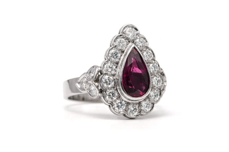 58 Bague contemporaine en or blanc 18 carats, diamants et tourmaline 58 Facettes 23580