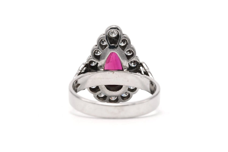58 Bague contemporaine en or blanc 18 carats, diamants et tourmaline 58 Facettes 23580