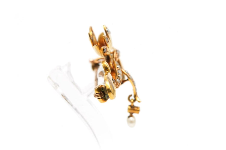 Art Nouveau - Broche en or jaune 18 carats et perles 58 Facettes B266
