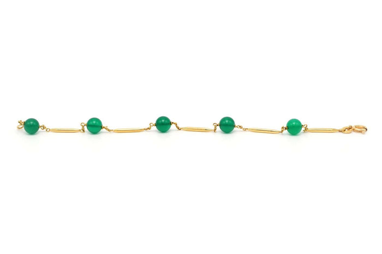 Napoléon III - Bracelet en or jaune 18 carats et chrysoprases 58 Facettes B271