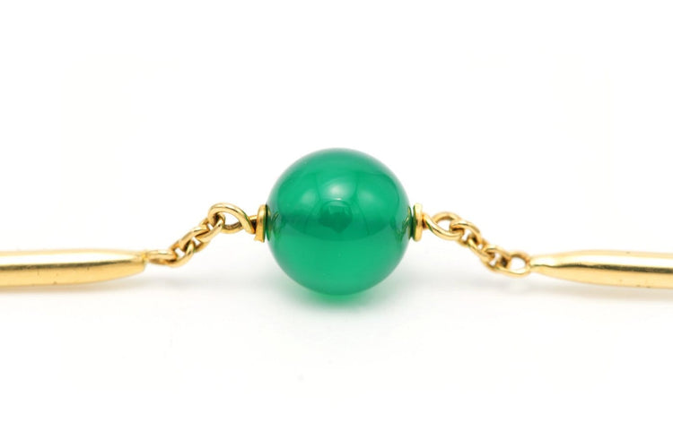 Napoléon III - Bracelet en or jaune 18 carats et chrysoprases 58 Facettes B271