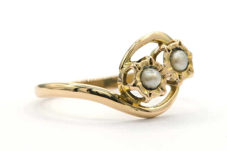 47 Art Nouveau - Bague en or jaune 18 carats et perles 58 Facettes 22473