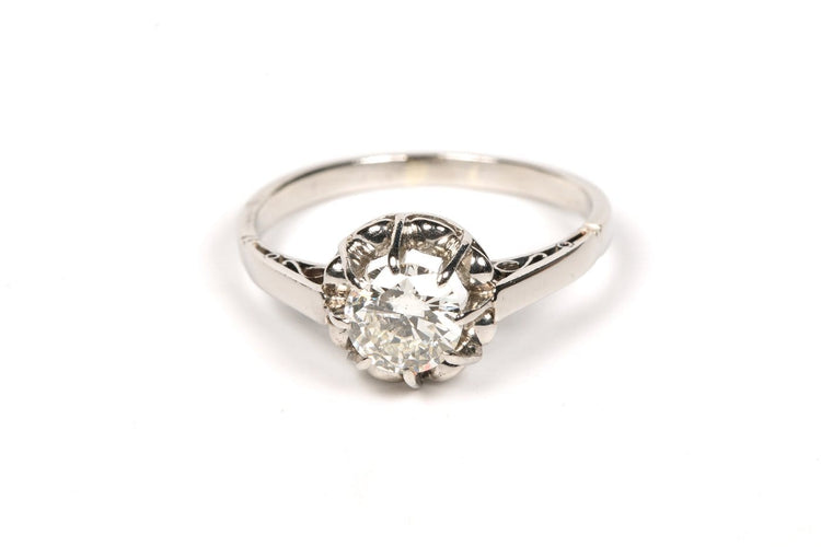 53 Solitaire Art déco - Bague en or blanc et diamant 58 Facettes 21604