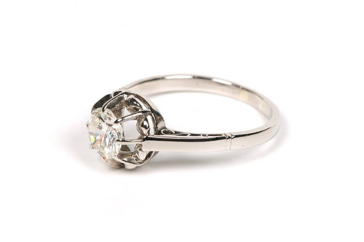 53 Solitaire Art déco - Bague en or blanc et diamant 58 Facettes 21604