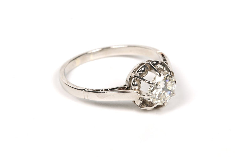53 Solitaire Art déco - Bague en or blanc et diamant 58 Facettes 21604