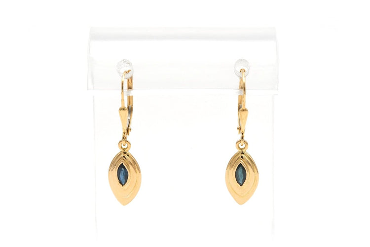 Boucles d'oreilles 1970 en or jaune 18 carats et saphirs 58 Facettes 22471