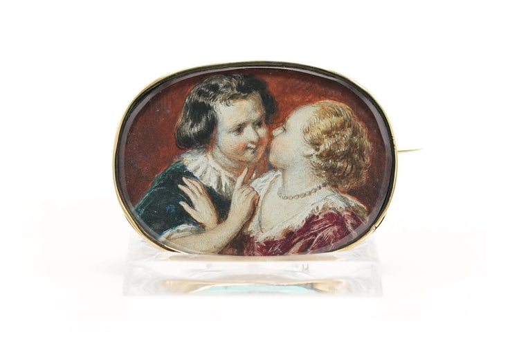 Napoléon III - Broche en or jaune, nacre et miniature 58 Facettes 23091