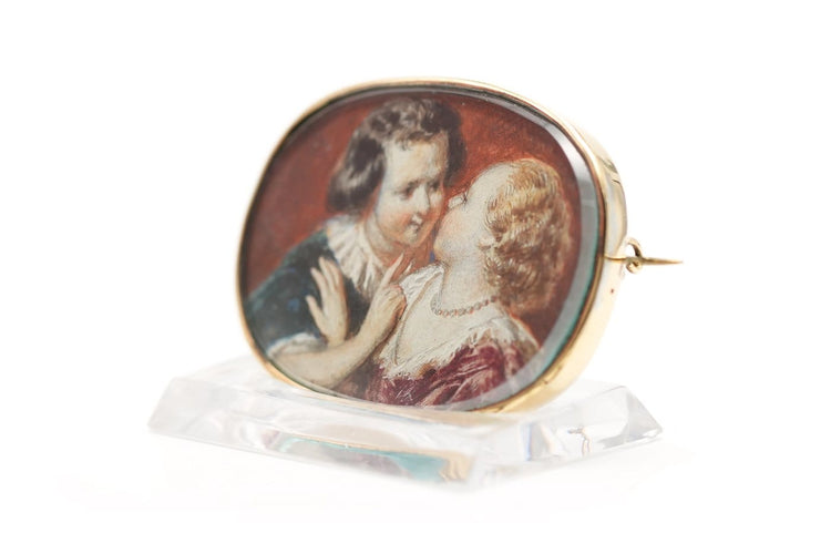 Napoléon III - Broche en or jaune, nacre et miniature 58 Facettes 23091