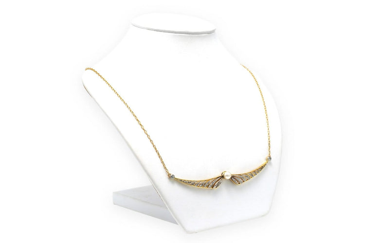 Art Déco - Collier en or jaune, perle et diamants 58 Facettes 22777