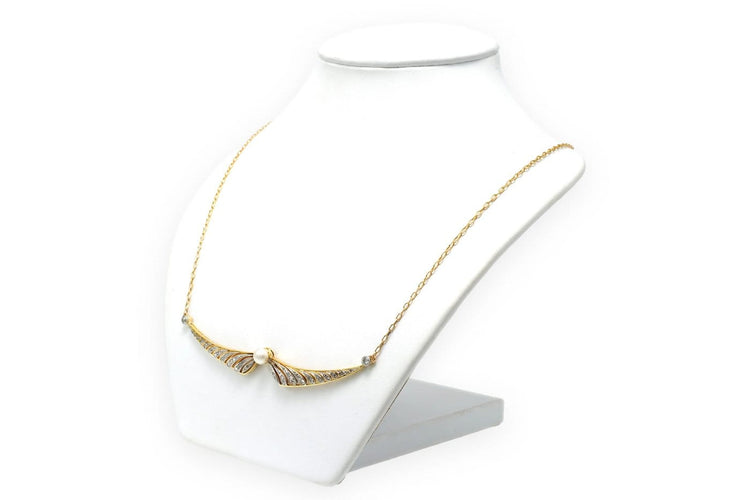 Art Déco - Collier en or jaune, perle et diamants 58 Facettes 22777