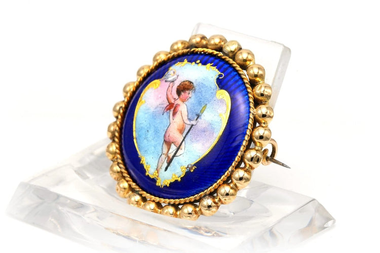 Napoléon III - Broche en or jaune 18 carats et émail 58 Facettes B751