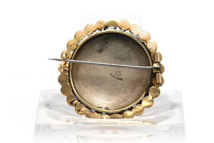 Napoléon III - Broche en or jaune 18 carats et émail 58 Facettes B751