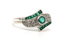 55 Bague années 70 en or blanc, émeraudes et diamants 58 Facettes 23143