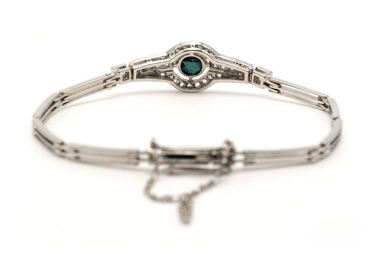 Art Déco - Bracelet en or blanc, saphir et diamants taille rose 58 Facettes 23105