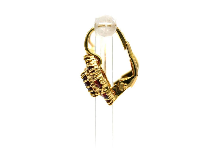 Boucles d'oreilles en or jaune 18 carats et grenats 58 Facettes 23268