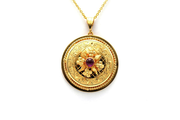 Art Nouveau - Pendentif en or jaune 18 carats et rubis 58 Facettes 23384