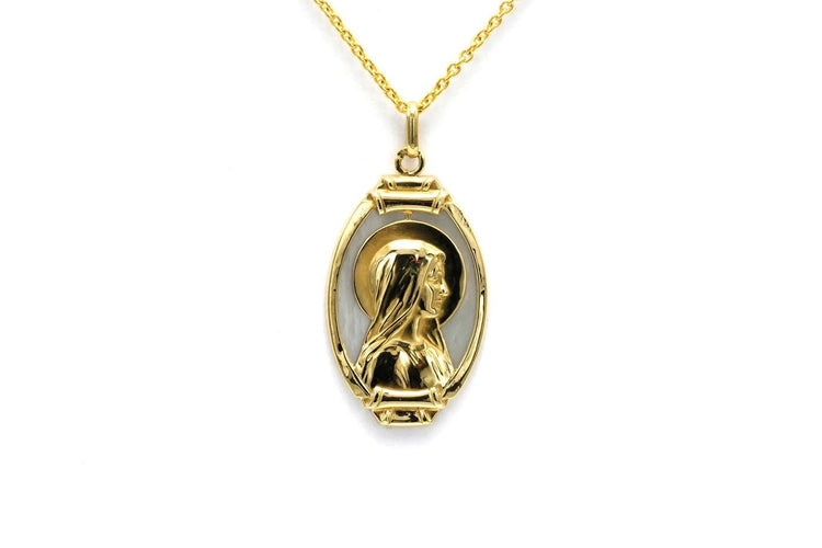 Pendentif contemporain en or jaune 18 carats et nacre 58 Facettes B812