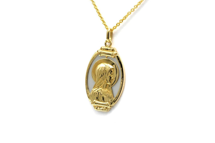 Pendentif contemporain en or jaune 18 carats et nacre 58 Facettes B812