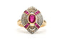 57 Bague Art déco en or jaune, rubis et diamants 58 Facettes 23204